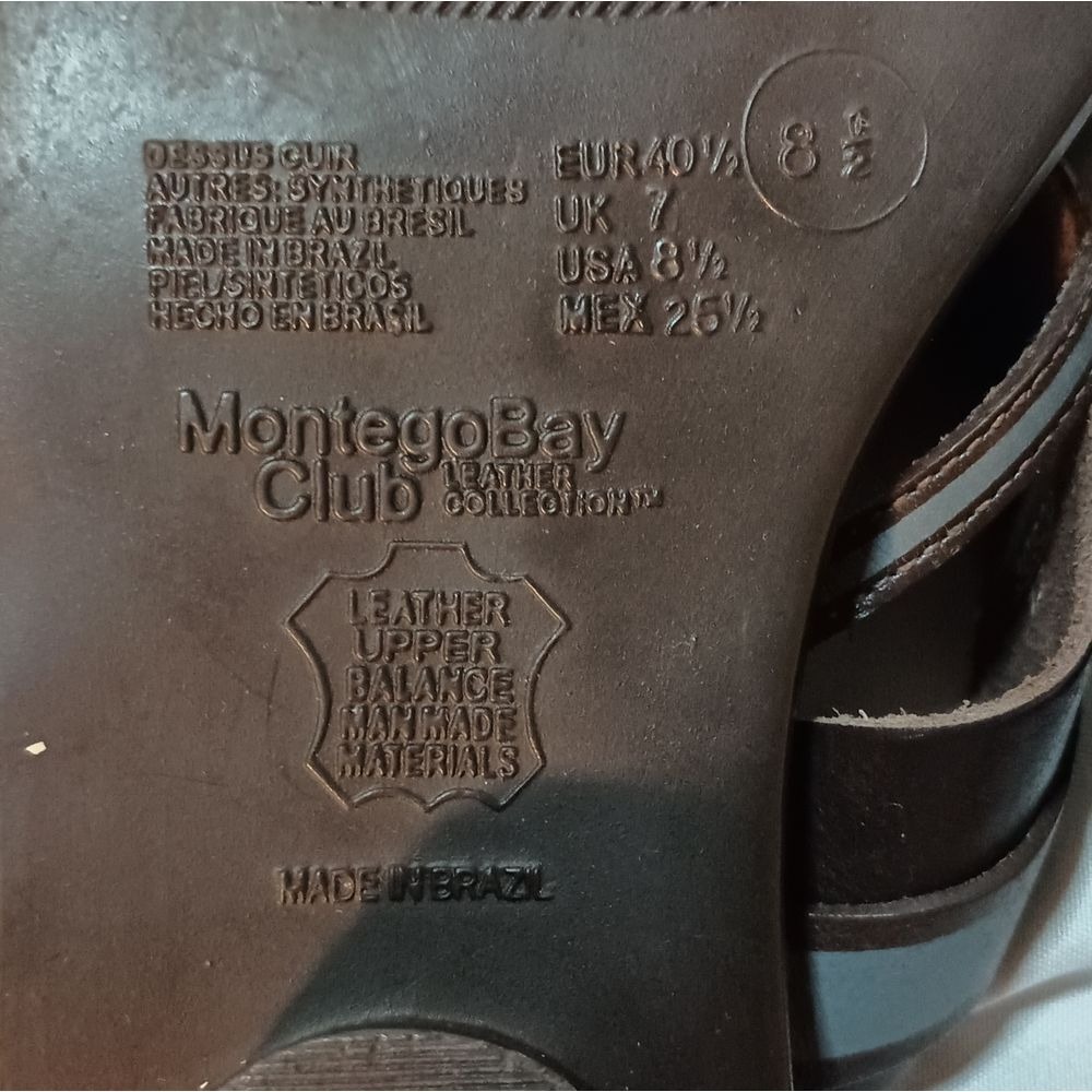 Montego Bay Club Leather Collection Brown Blue Leather Strappy Sandals SKUW086 - Picture 6 of 9